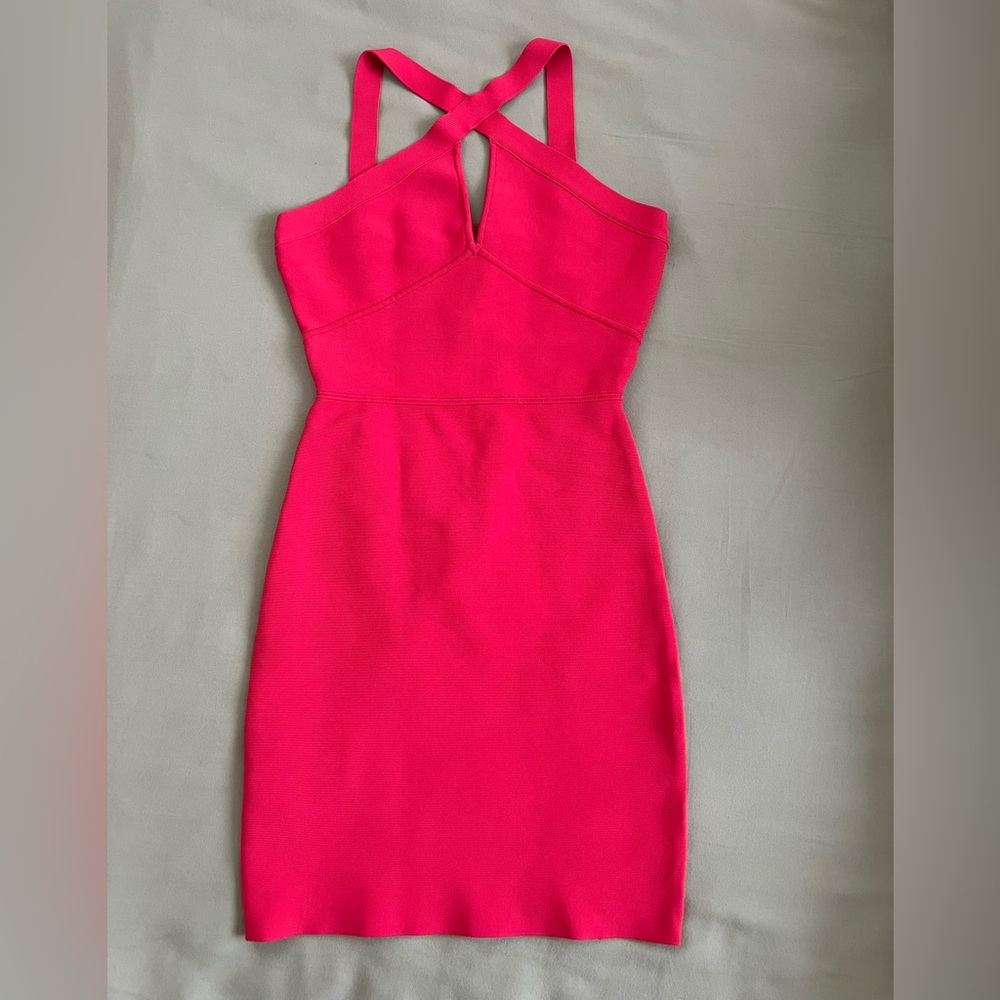 BCBGMaxAzria Strapless Hot Pink Dress